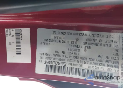 2016 Mazda Mazda3 I Touring from USA, damaged, VIN 3MZBM1V74GM329782